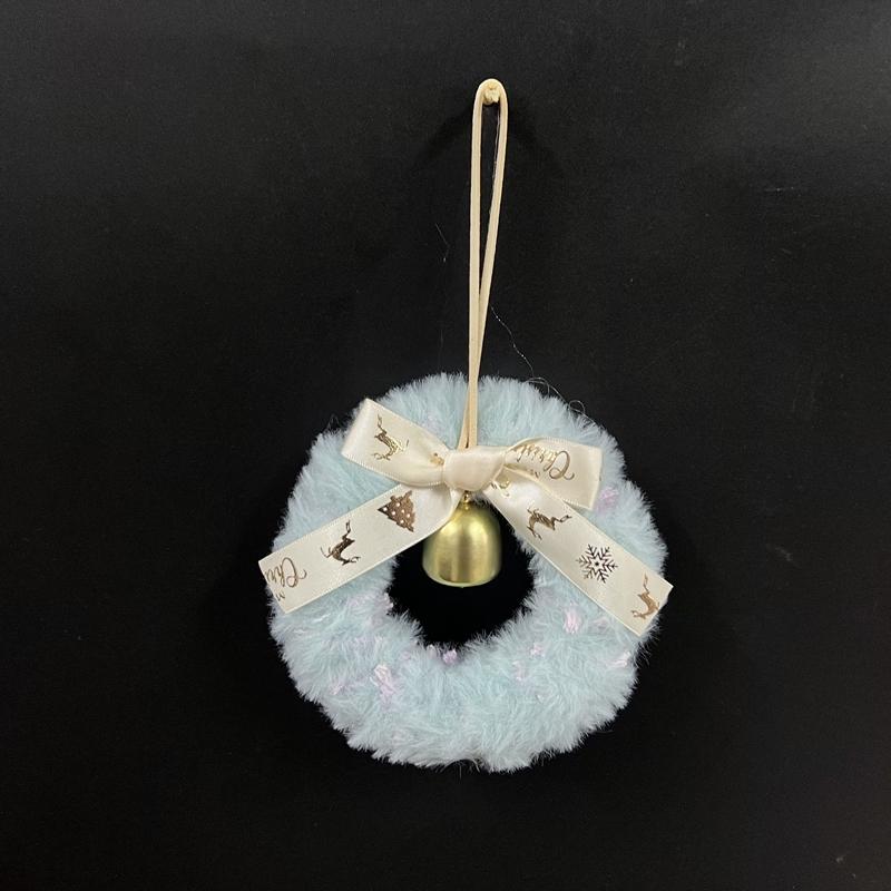 13CM圣诞绒布圆环挂件装饰品