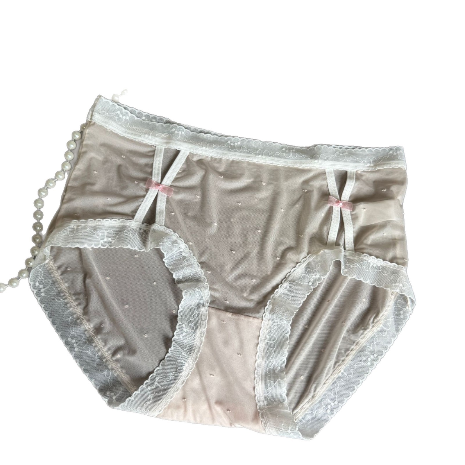 Gentle and tender girl's net gauze bow girls' underwear, pure and sweet, hip-hugging lace seamless girls' underwear Item Picture