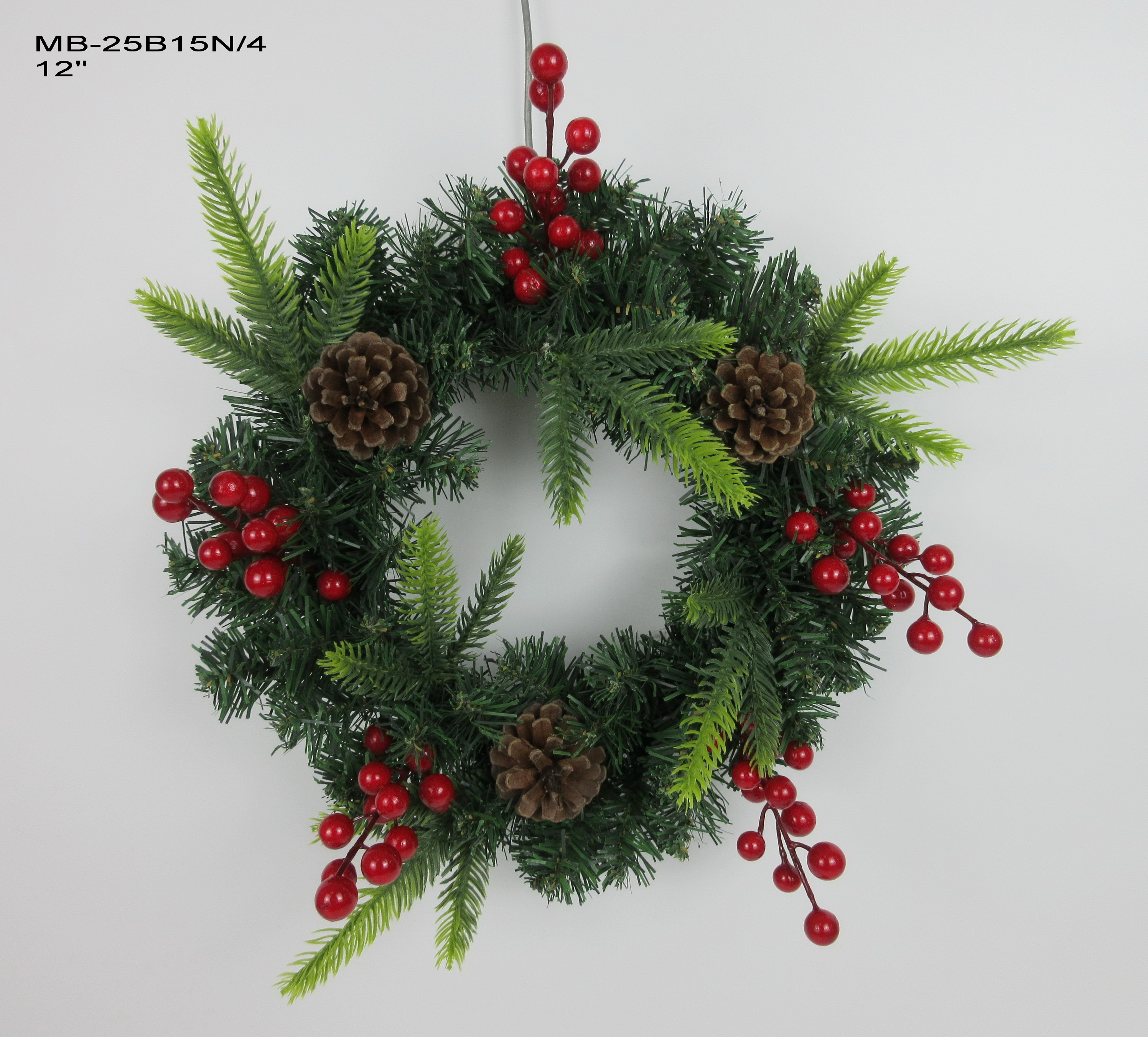 12‘’16‘’20‘’圣诞仿真塑料插枝花环