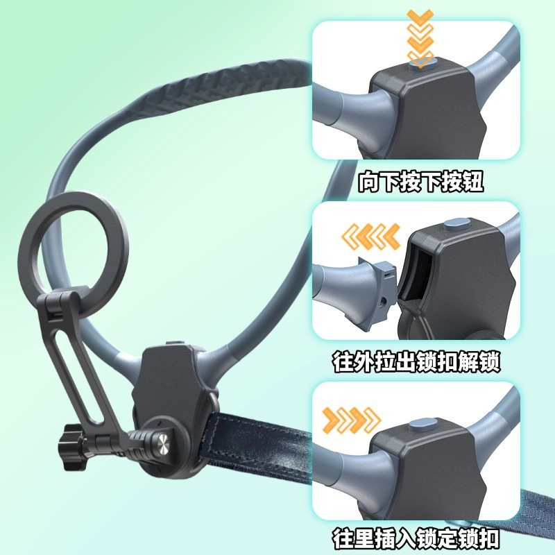 G01-M magnetic attachment, G01-J clip neck phone stand, sports cycling, mobile phone selfie video shooting, insta360gopro action camera stand pic 14
