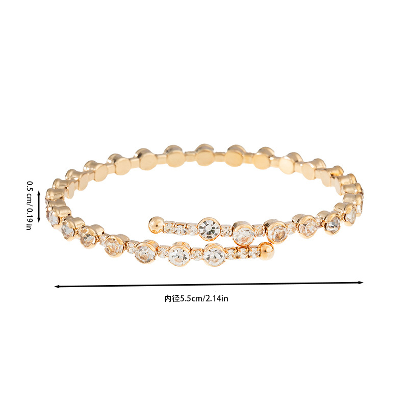 Simple single-layer gold coin claw chain, cross-border bestseller, elastic open water diamond bracelet, women's fashionable and high-end, daily versatile jewelry wholesale Specification image