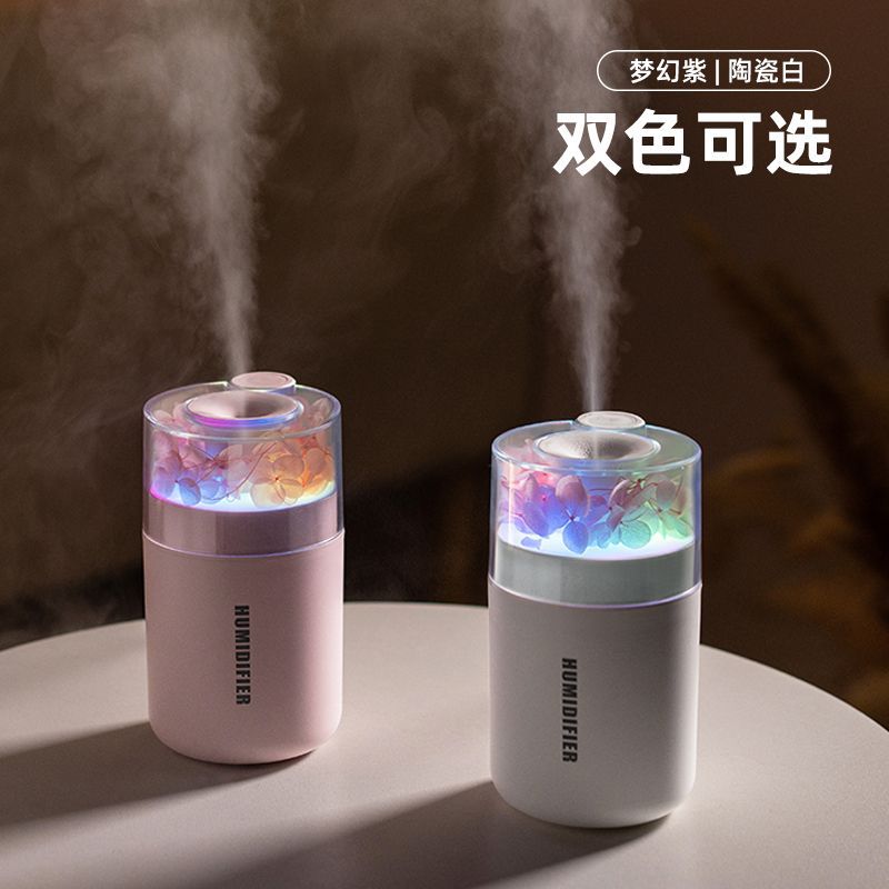新品迷你车载加湿小型静音大雾量七彩氛围灯办公卧室香薰加湿器