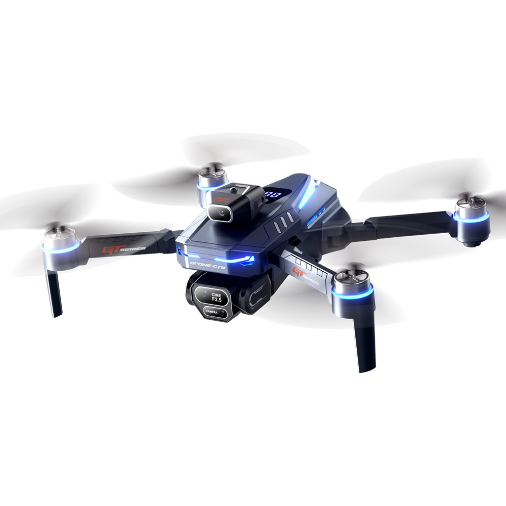 The GT8 drone features a triple-camera aerial photography system with a four-axis flight, battery level display, and an over-distance reminder. It is a remote-controlled toy aircraft Item Picture