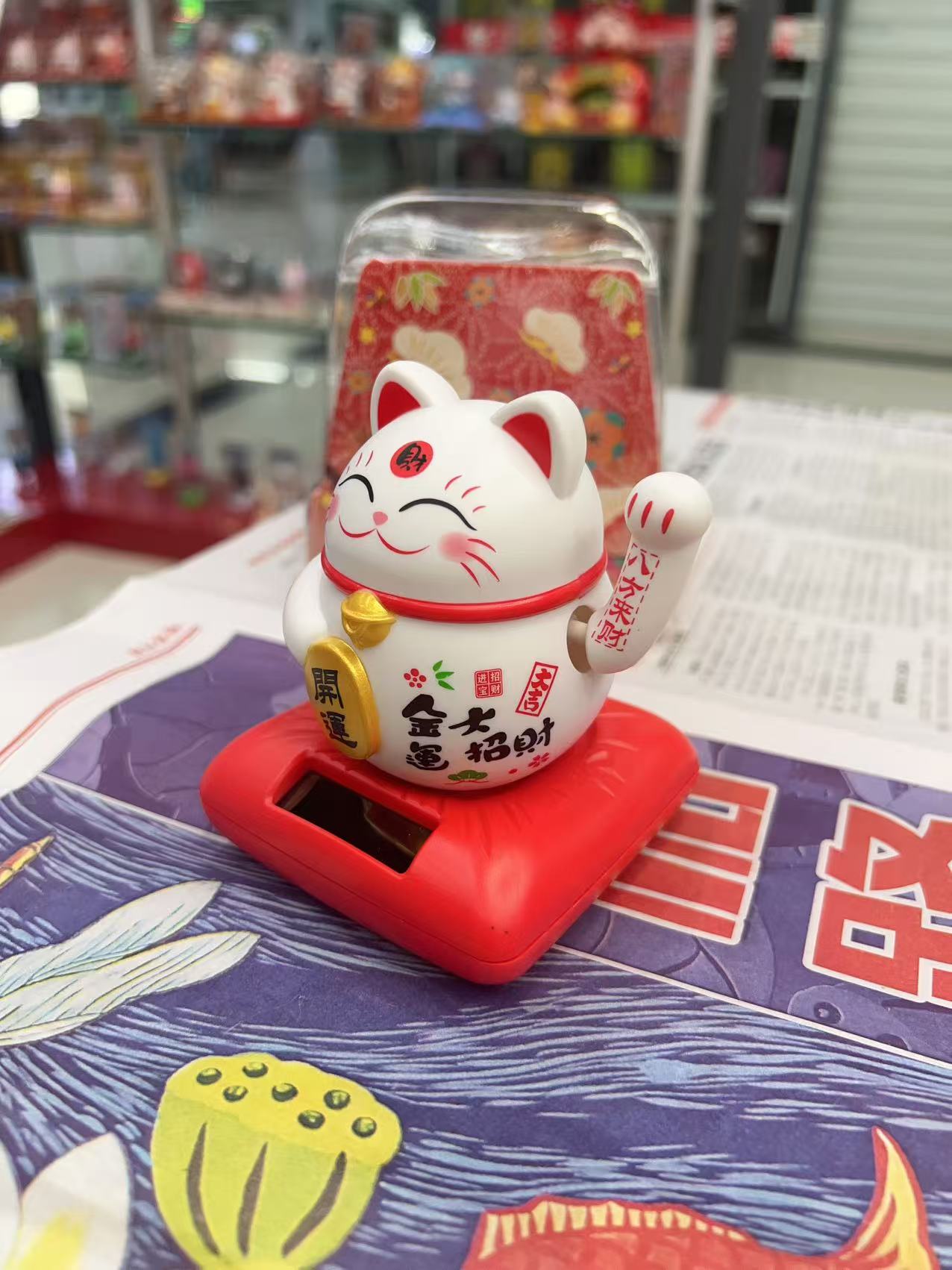 厂家供应 创意 前台太阳能 招财猫招手摆件礼物汽车内饰玩具批发详情3