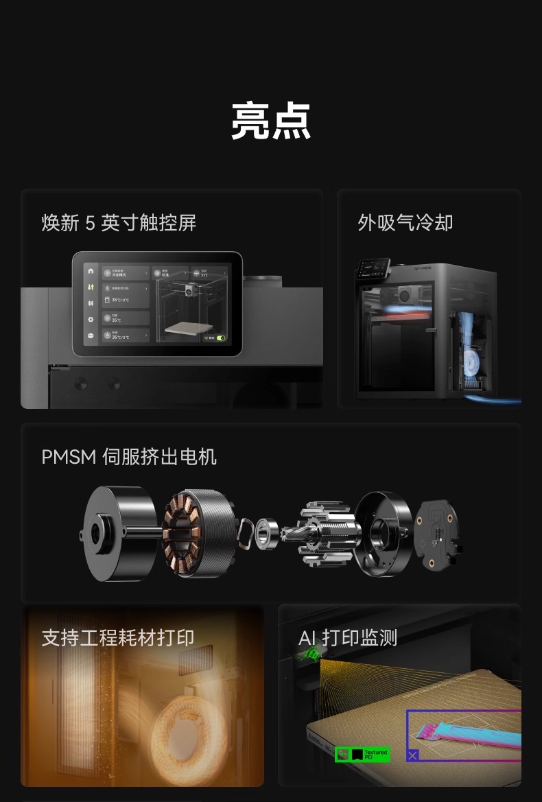 新品预售 拓竹P2S 3D打印机器大尺寸FDM家用自动桌面多色立体高精度高速AI监测烘干P1S升级详情2