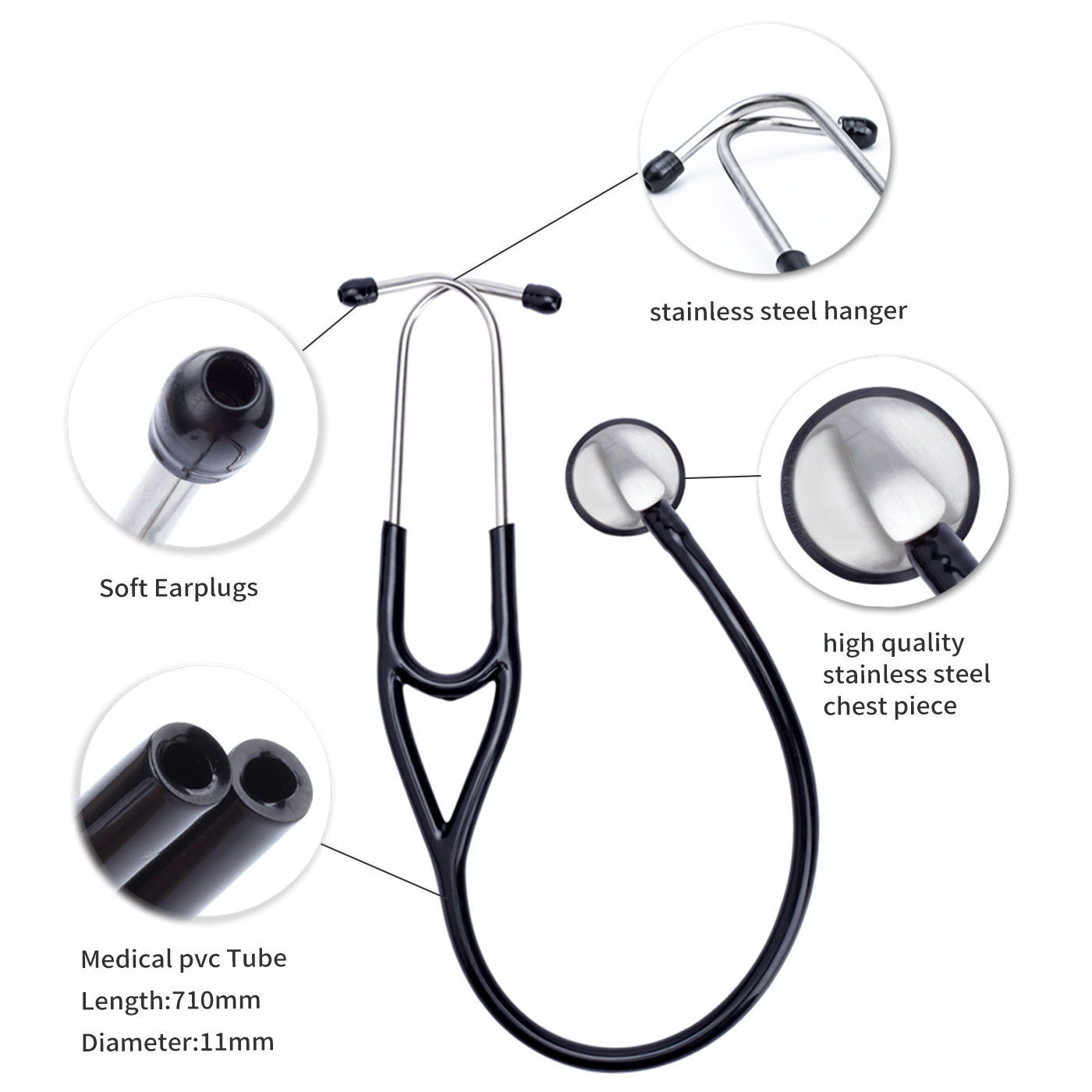Cardiology Stethscope stethoscope, stainless steel stethoscope, professional stethoscope, English color box packaging detail image 4
