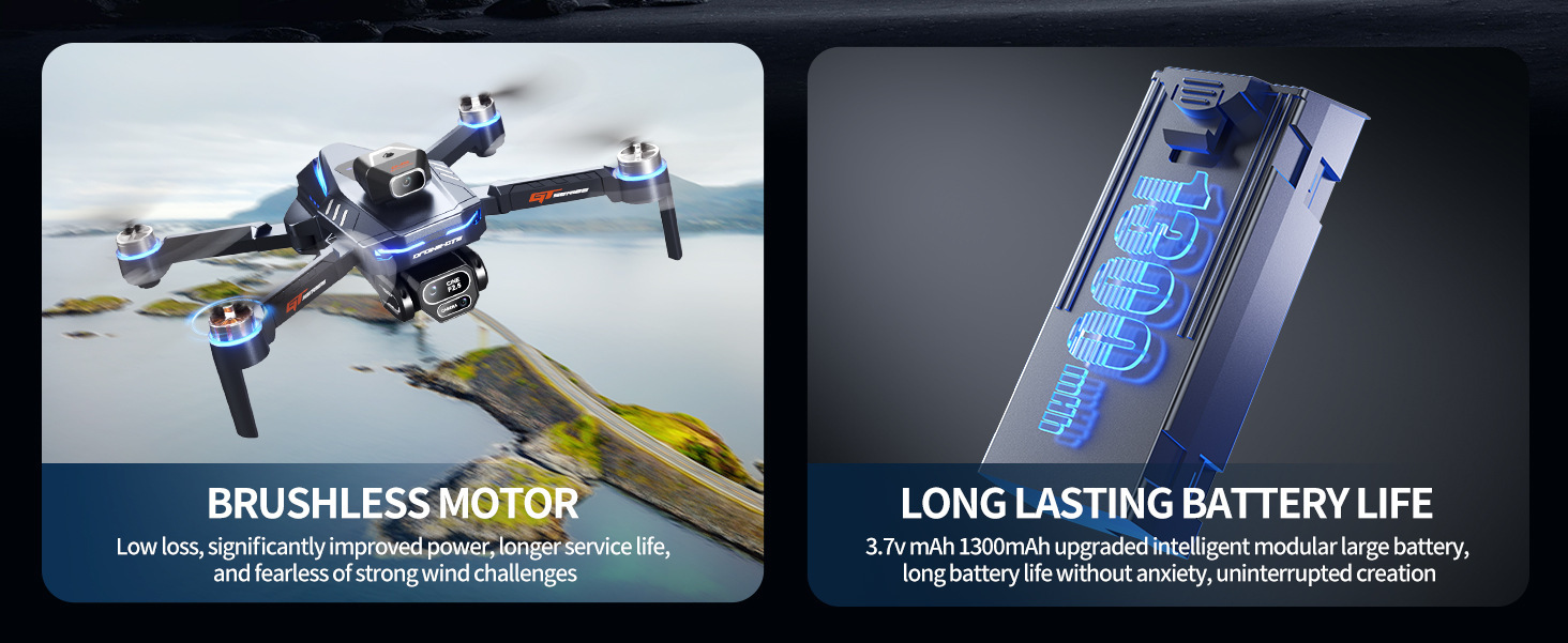 The GT8 drone features a triple-camera aerial photography system with a four-axis flight, battery level display, and an over-distance reminder. It is a remote-controlled toy aircraft pic 18