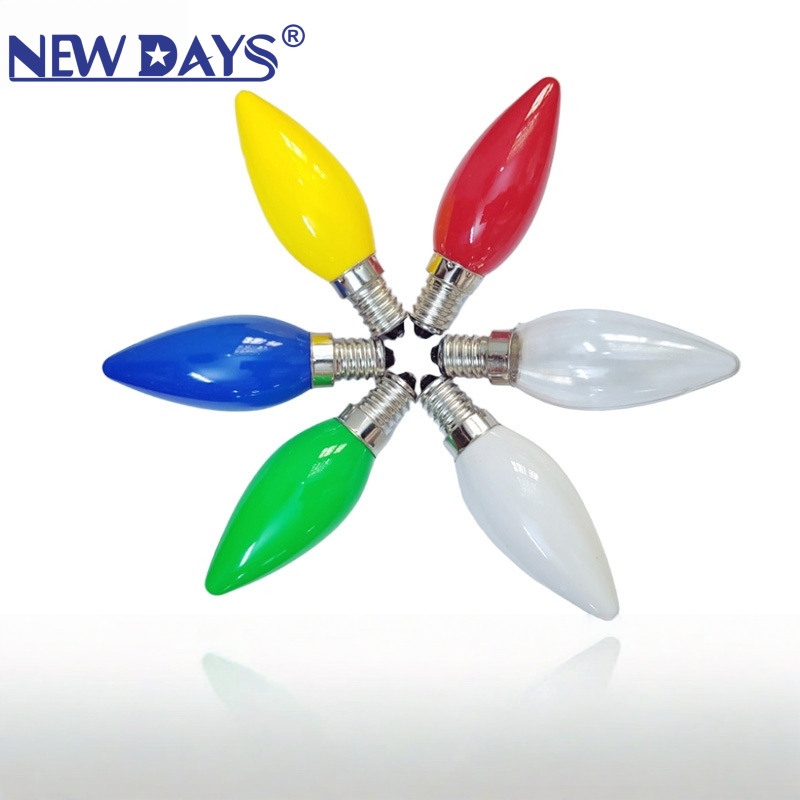 NEWDAYS品牌跨境新款led彩色尖灯泡小螺口水晶壁灯红绿蓝黄紫粉橙暖光装饰家用照明灯节能灯泡产品图