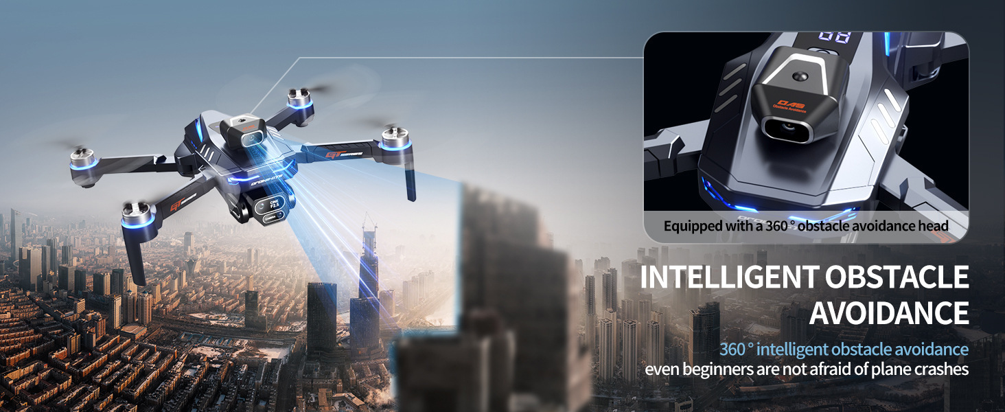 The GT8 drone features a triple-camera aerial photography system with a four-axis flight, battery level display, and an over-distance reminder. It is a remote-controlled toy aircraft pic 16