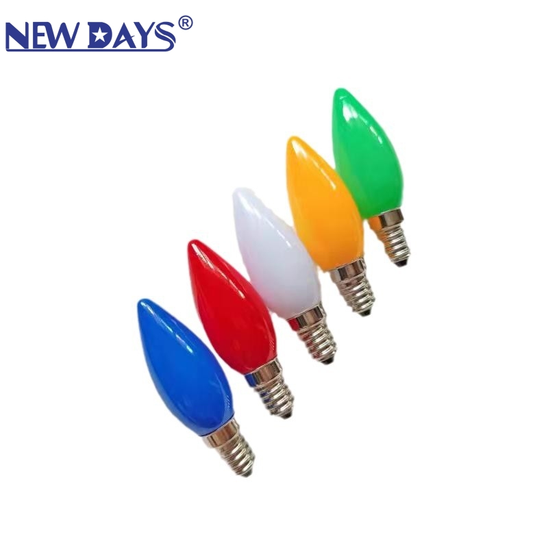 NEWDAYS品牌跨境新款led彩色尖灯泡小螺口水晶壁灯红绿蓝黄紫粉橙暖光装饰家用照明灯节能灯泡细节图