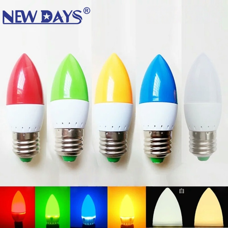 NEWDAYS brand cross-border new led color bulbs e14 small-mouth bulbs e27 red light energy-saving lamps blue and yellow light stage small bulbs seven-color energy-saving high-brightness bulbs details Picture