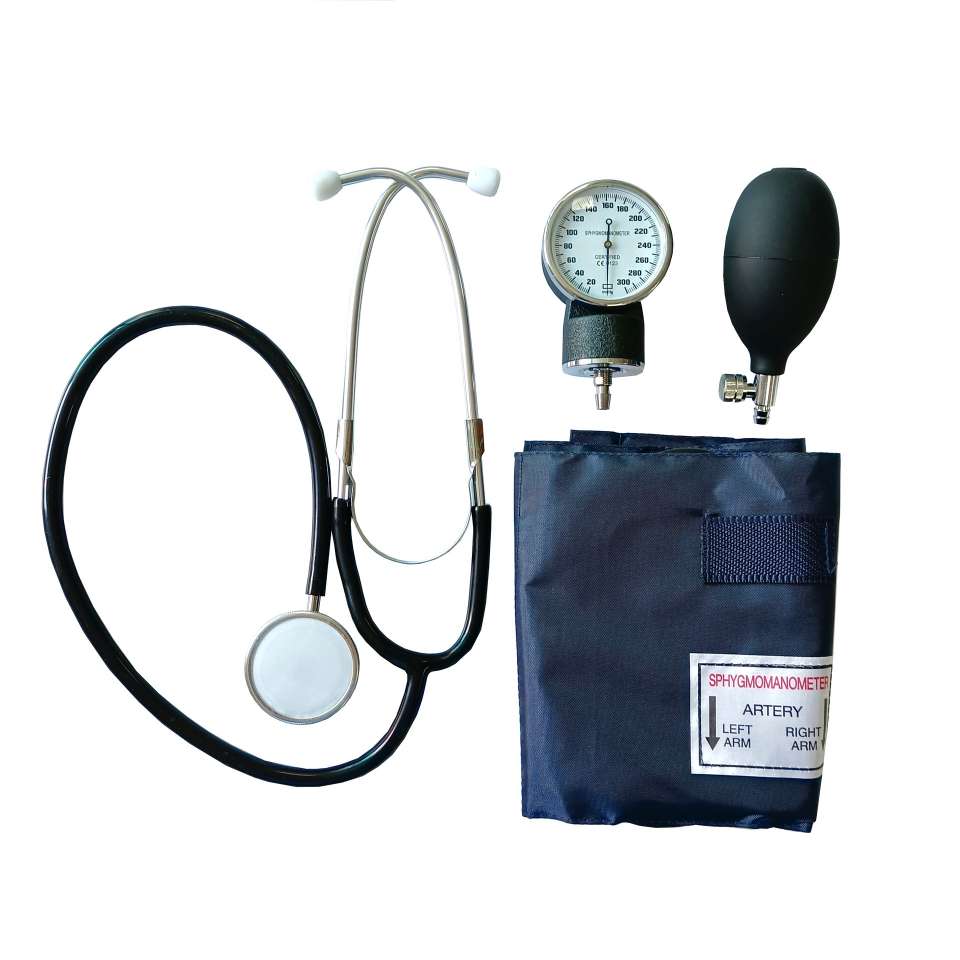 Wholesale manual pressurized blood pressure monitor, desktop, mercury-free liquid, old-fashioned blood pressure monitor with stethoscope Item Picture