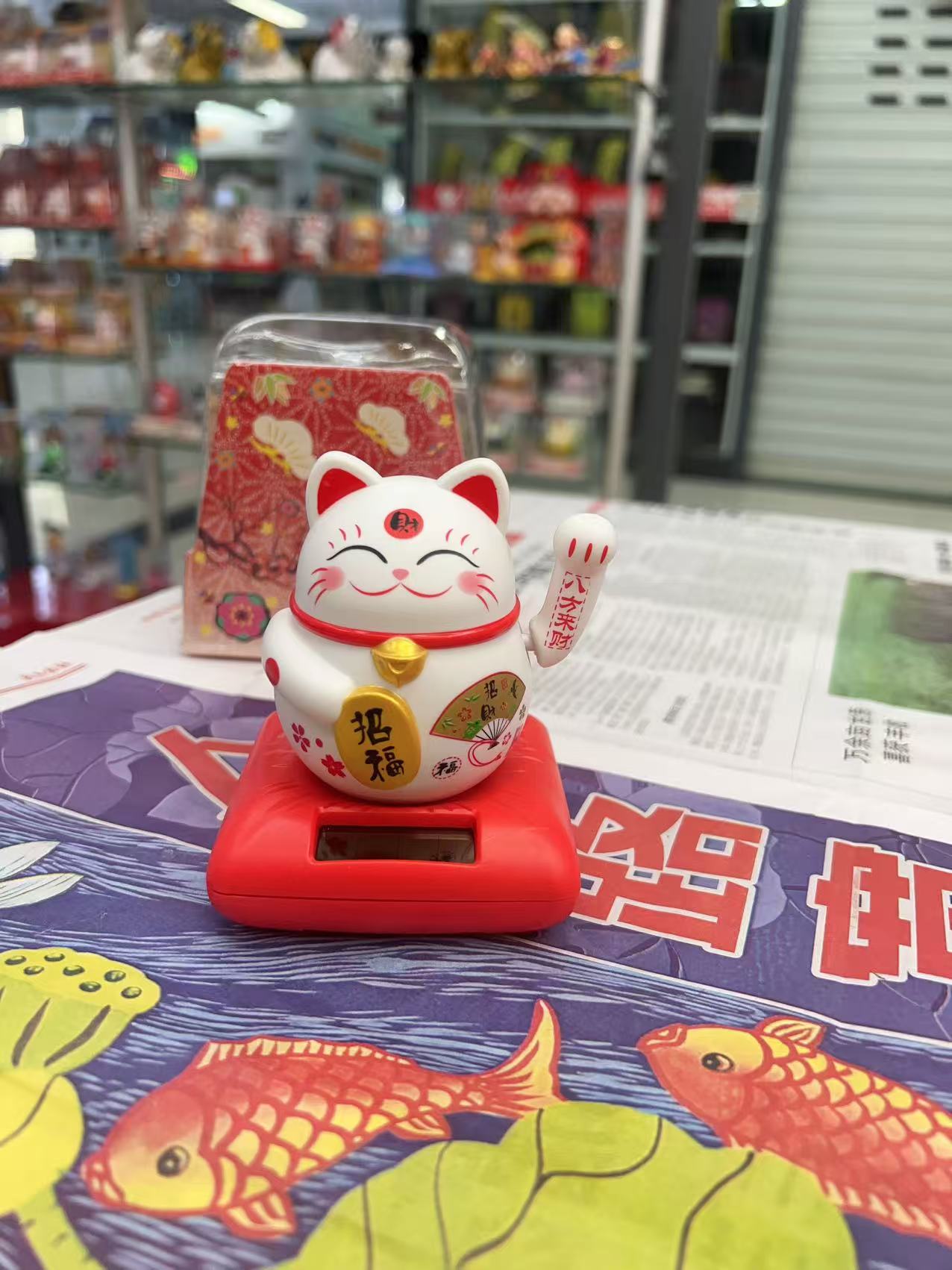 厂家供应 创意 前台太阳能 招财猫招手摆件礼物汽车内饰玩具批发详情6