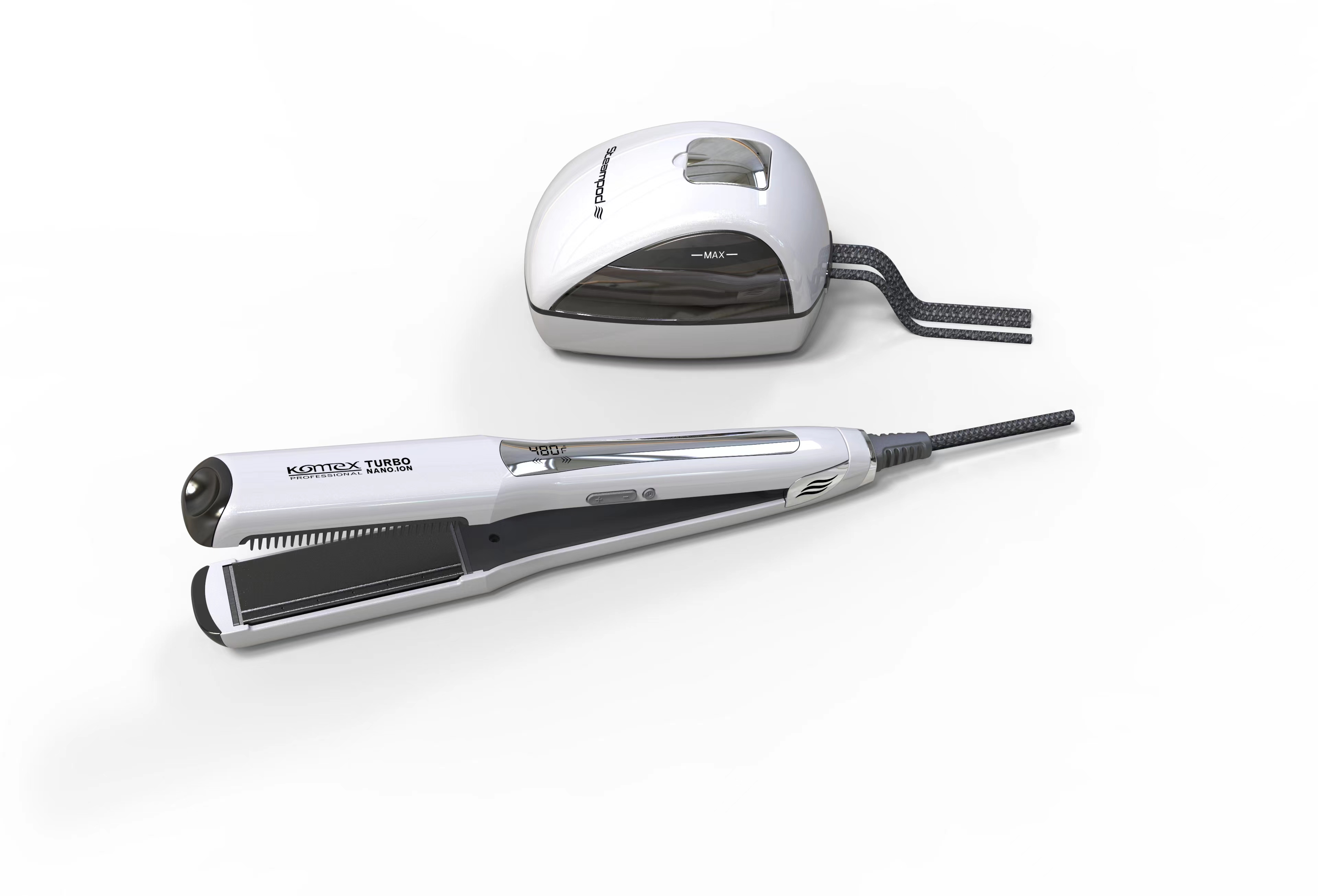 专业发廊家用大容量水箱密度大出气蒸汽负离子功能直发器250°C高温度蒸汽护理直发器