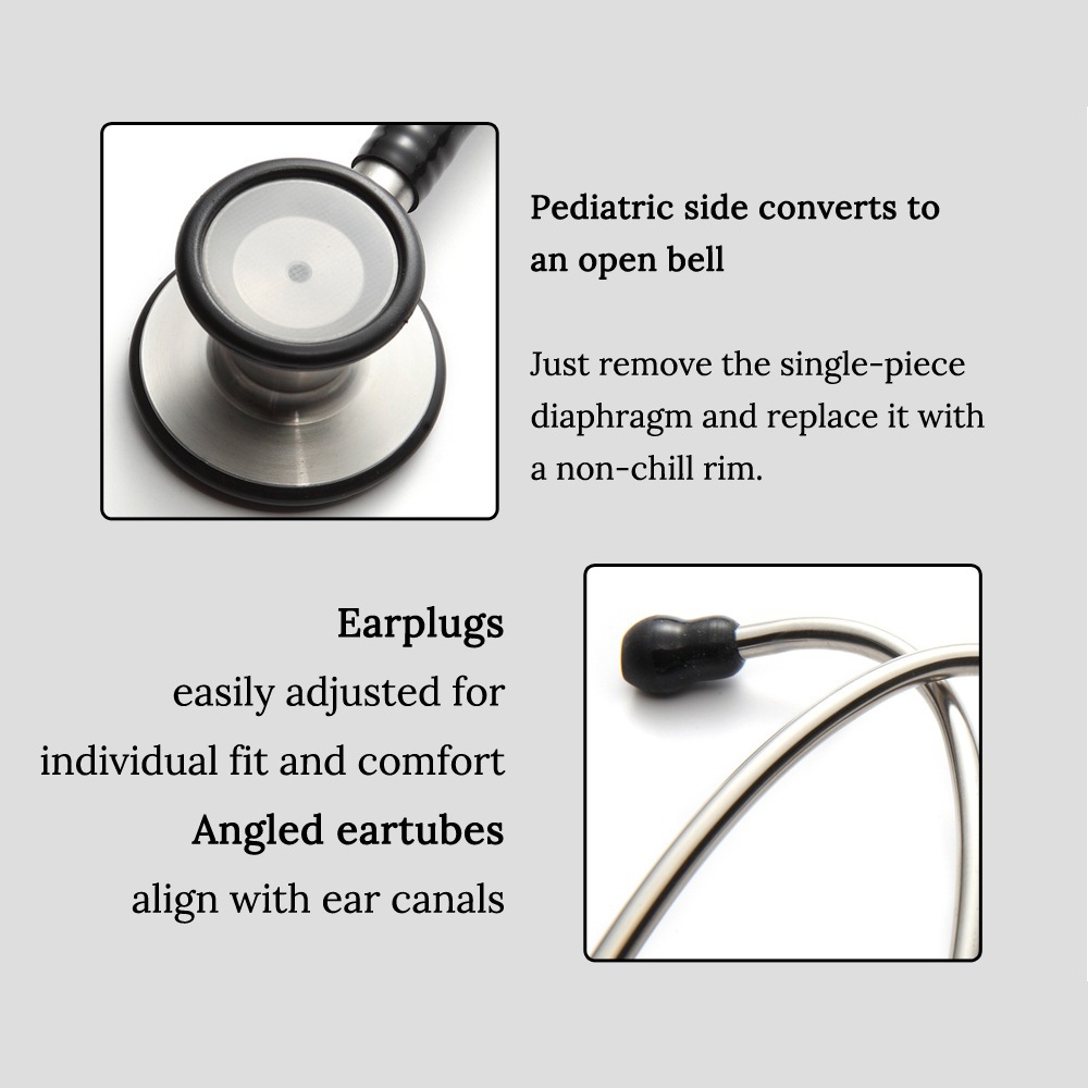Stainless steel cardiology stethoscope for both adults and children, high-sensitivity professional medical stethoscope, with English color box packaging Item Picture
