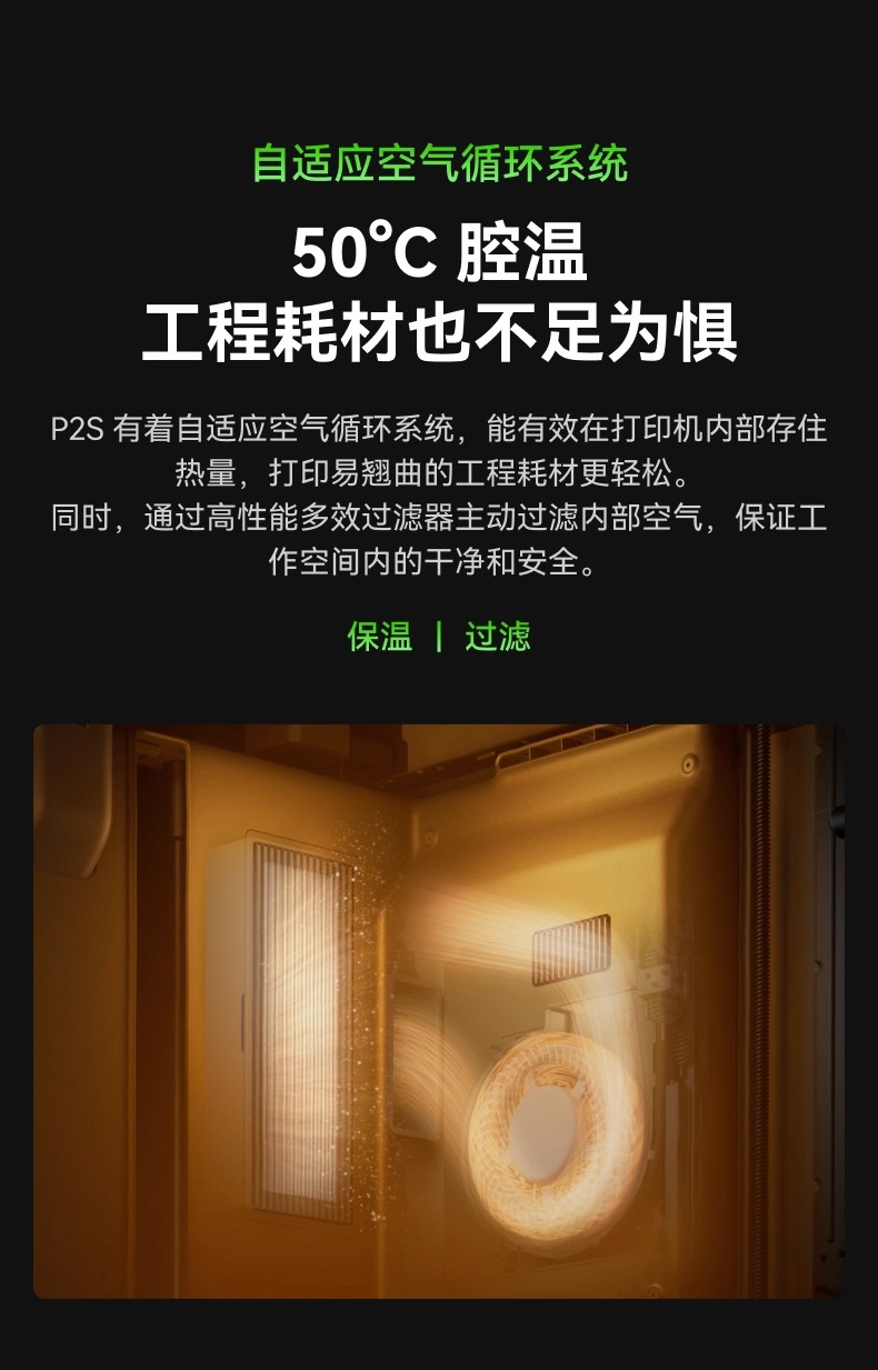 新品预售 拓竹P2S 3D打印机器大尺寸FDM家用自动桌面多色立体高精度高速AI监测烘干P1S升级详情10