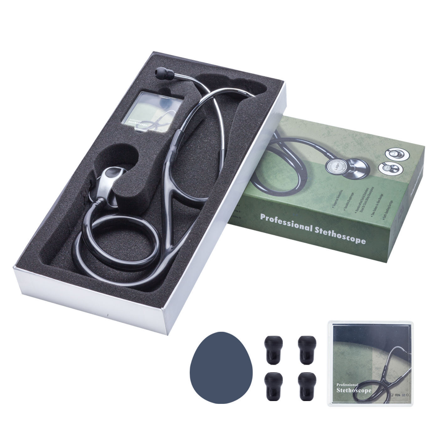 Cardiology stethoscope, stainless steel stethoscope, professional stethoscope, English color box packaging Stethscope detail image 3