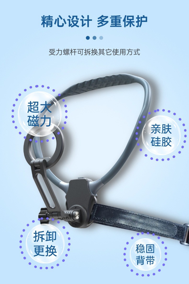 G01-M magnetic attachment, G01-J clip neck phone stand, sports cycling, mobile phone selfie video shooting, insta360gopro action camera stand pic 3