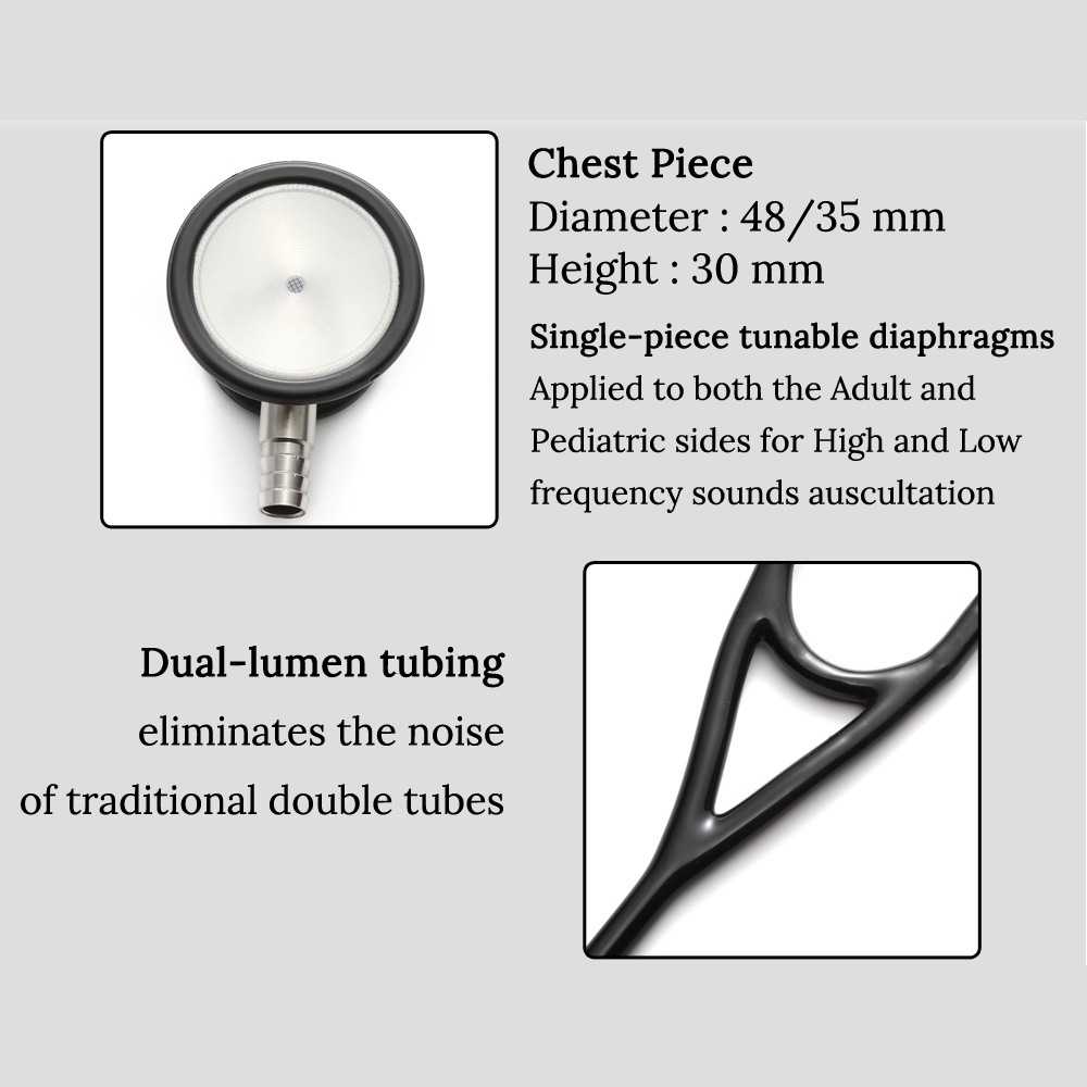 Stainless steel cardiology stethoscope for both adults and children, high-sensitivity professional medical stethoscope, with English color box packaging Specification image