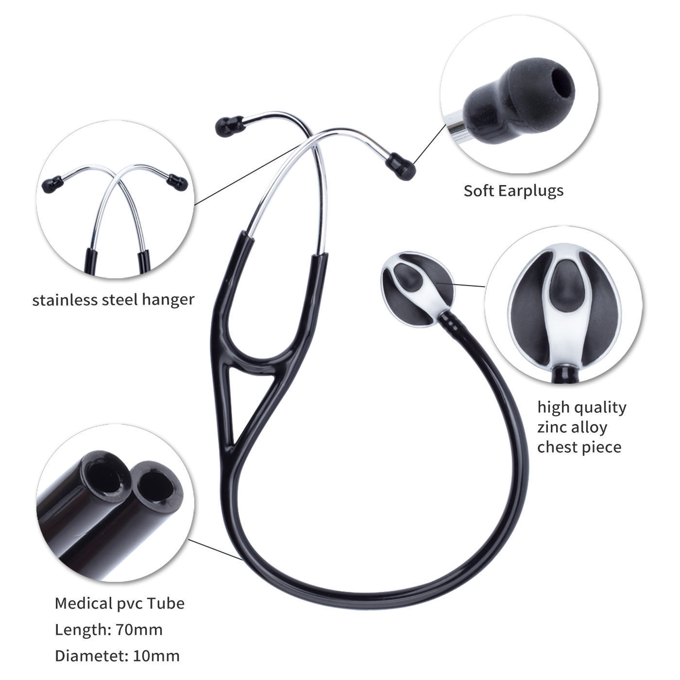 Cardiology stethoscope, stainless steel stethoscope, professional stethoscope, English color box packaging Stethscope detail image 4