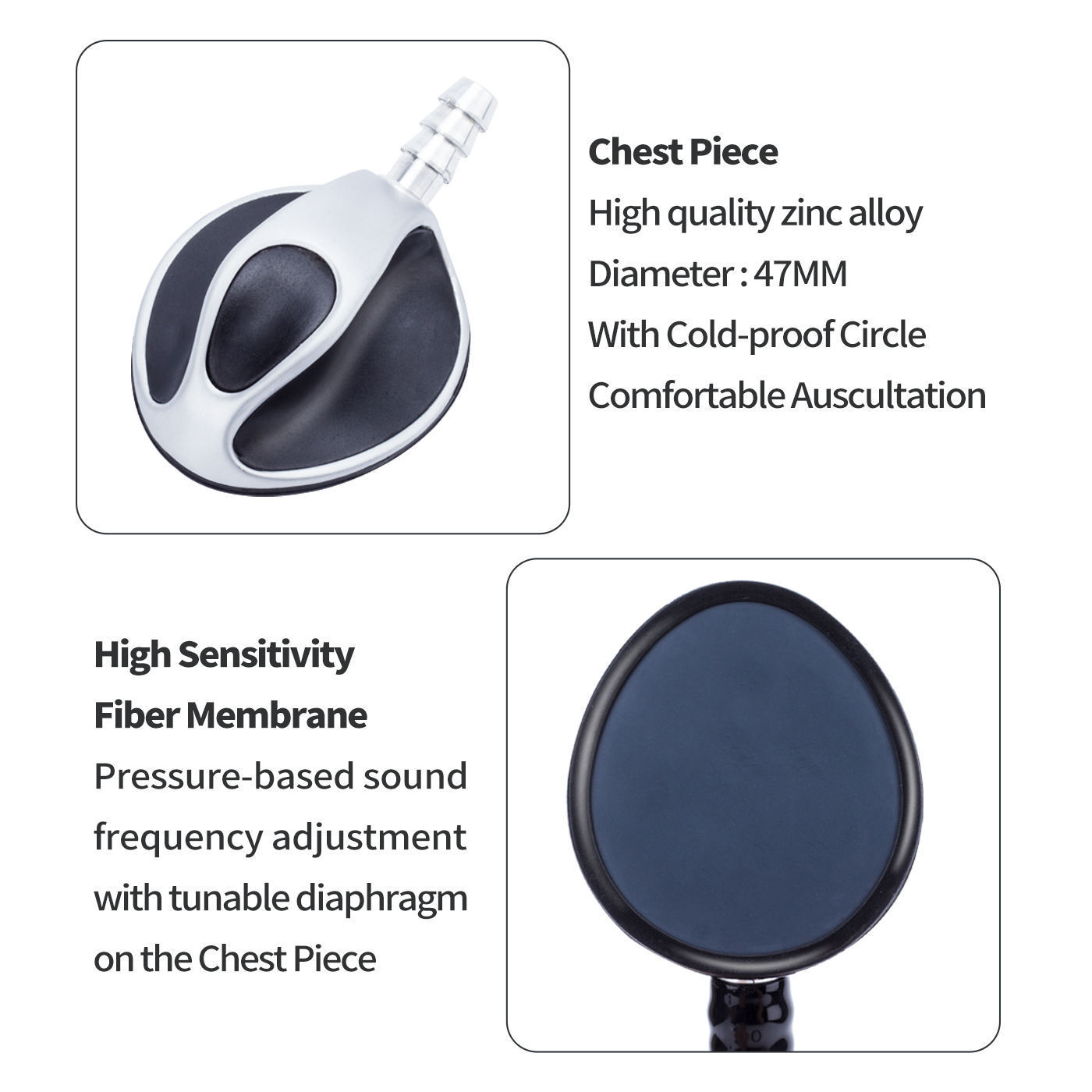 Cardiology stethoscope, stainless steel stethoscope, professional stethoscope, English color box packaging Stethscope Item Picture