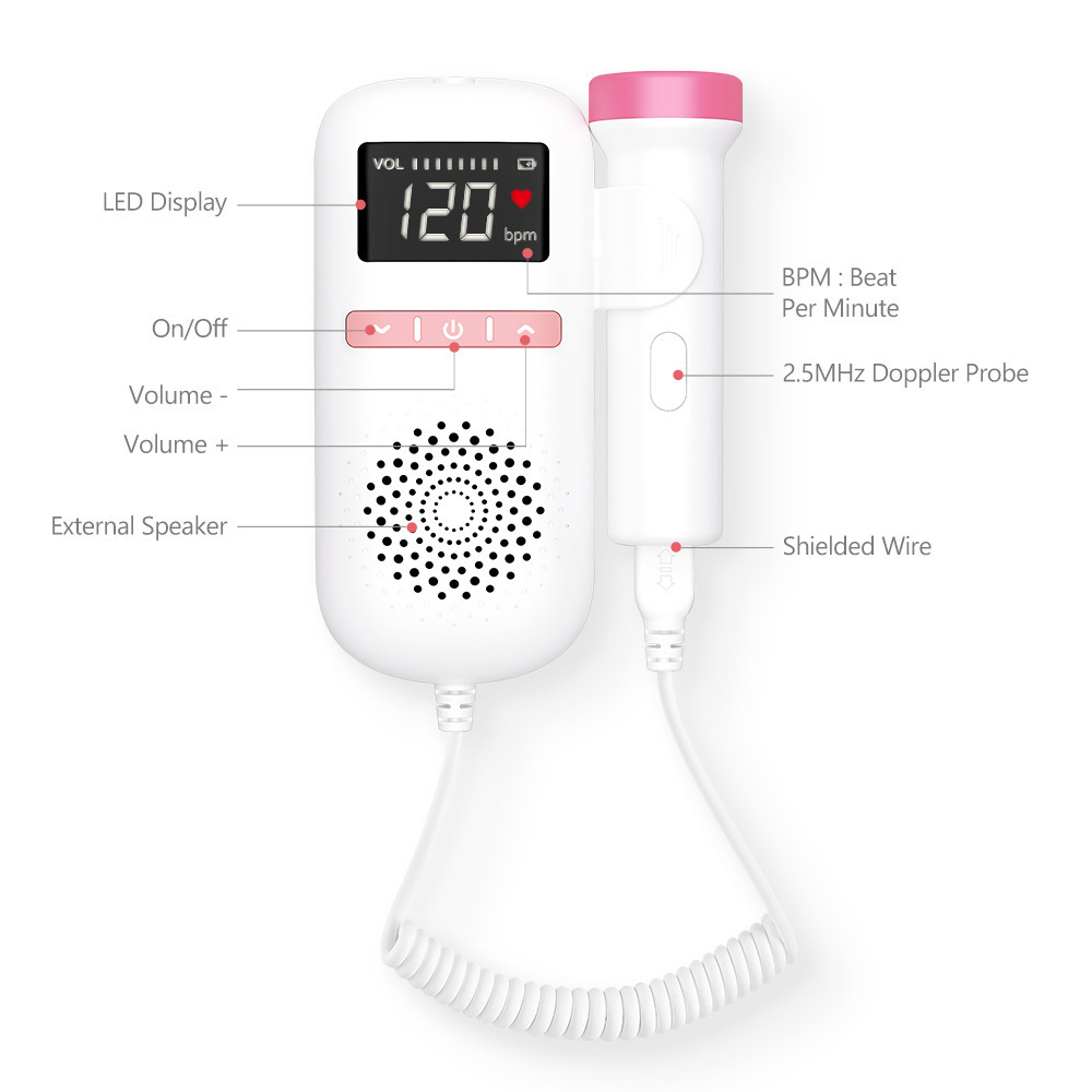 Foreign trade Fetal heart rate monitor, home doppler for pregnant women to listen to fetal heart rate Fetal doppler details Picture