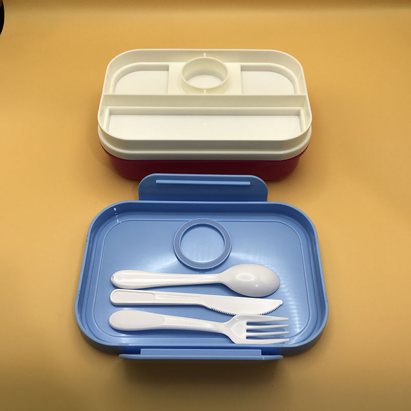 多彩分隔保鲜饭盒套装 便携上班族学生餐盒 带餐具密封防漏微波可用 多格分类餐盒组合详情6