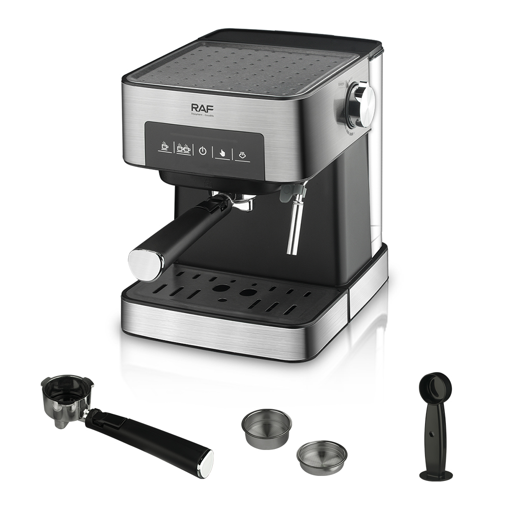RAF European standard cross-border Italian coffee machine, double-cup household small semi-automatic high-pressure steam milk foam for office use Item Picture