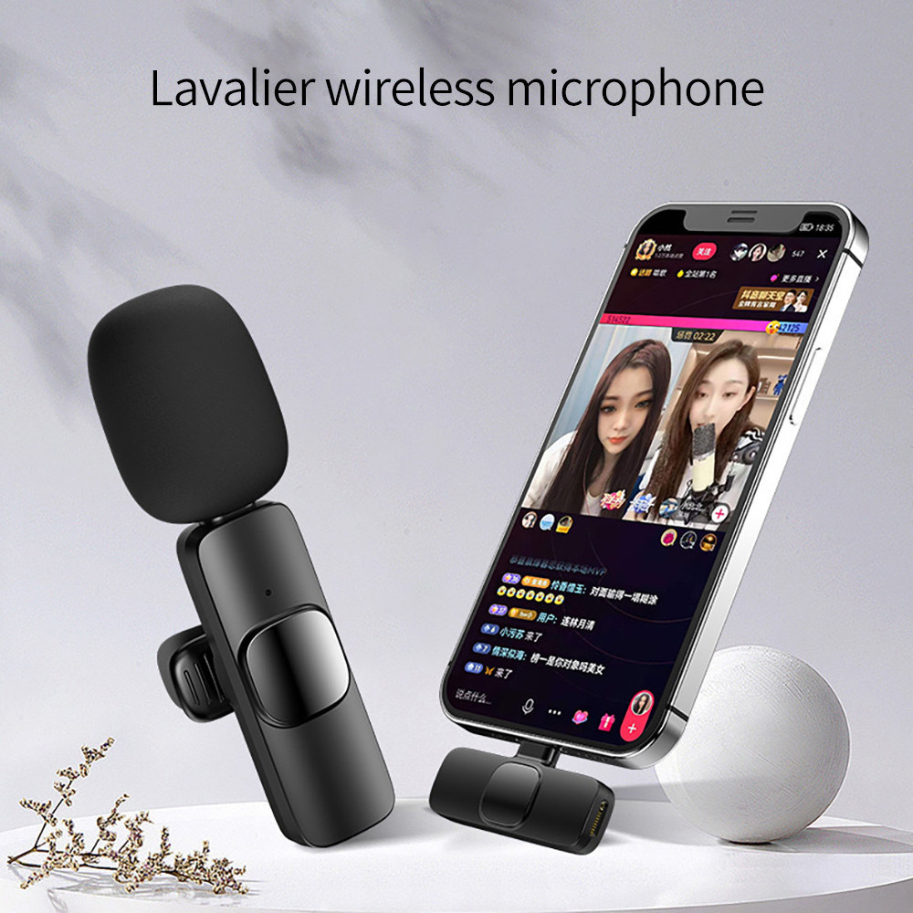 Lapel microphone for live streaming, one-to-two, with adapter K8, K9, K35 Bluetooth wireless microphone details Picture