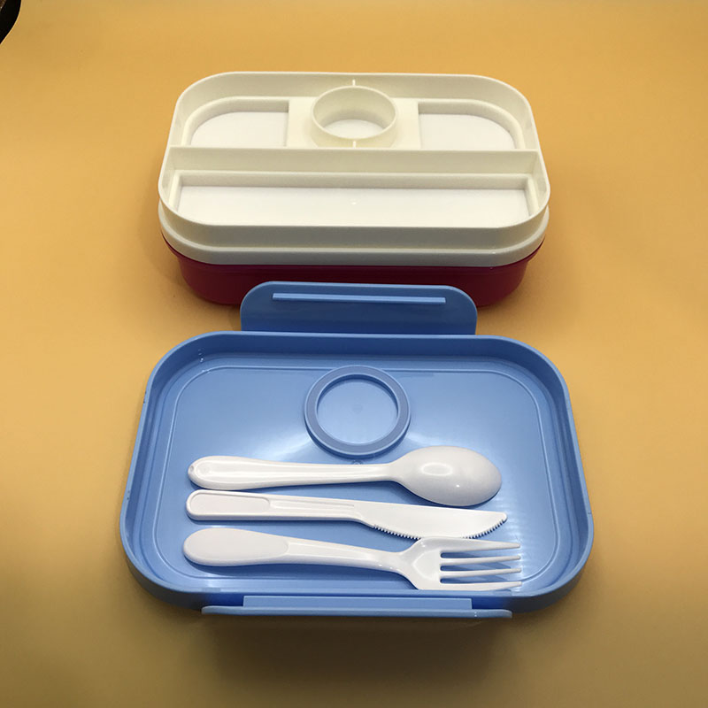 多彩分隔保鲜饭盒套装 便携上班族学生餐盒 带餐具密封防漏微波可用 多格分类餐盒组合详情4