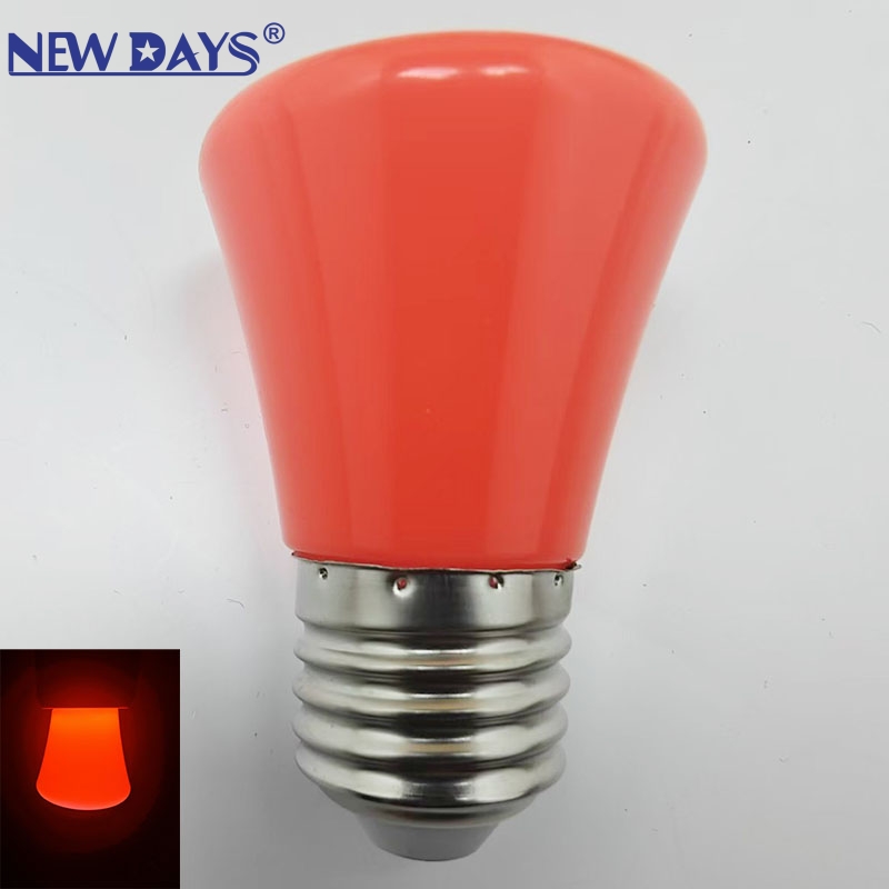NEWDAYS品牌跨境新款LED PC彩色灯泡E27红光绿蓝暖黄橙粉紫色直播补光装饰创意节能灯泡小夜灯细节图