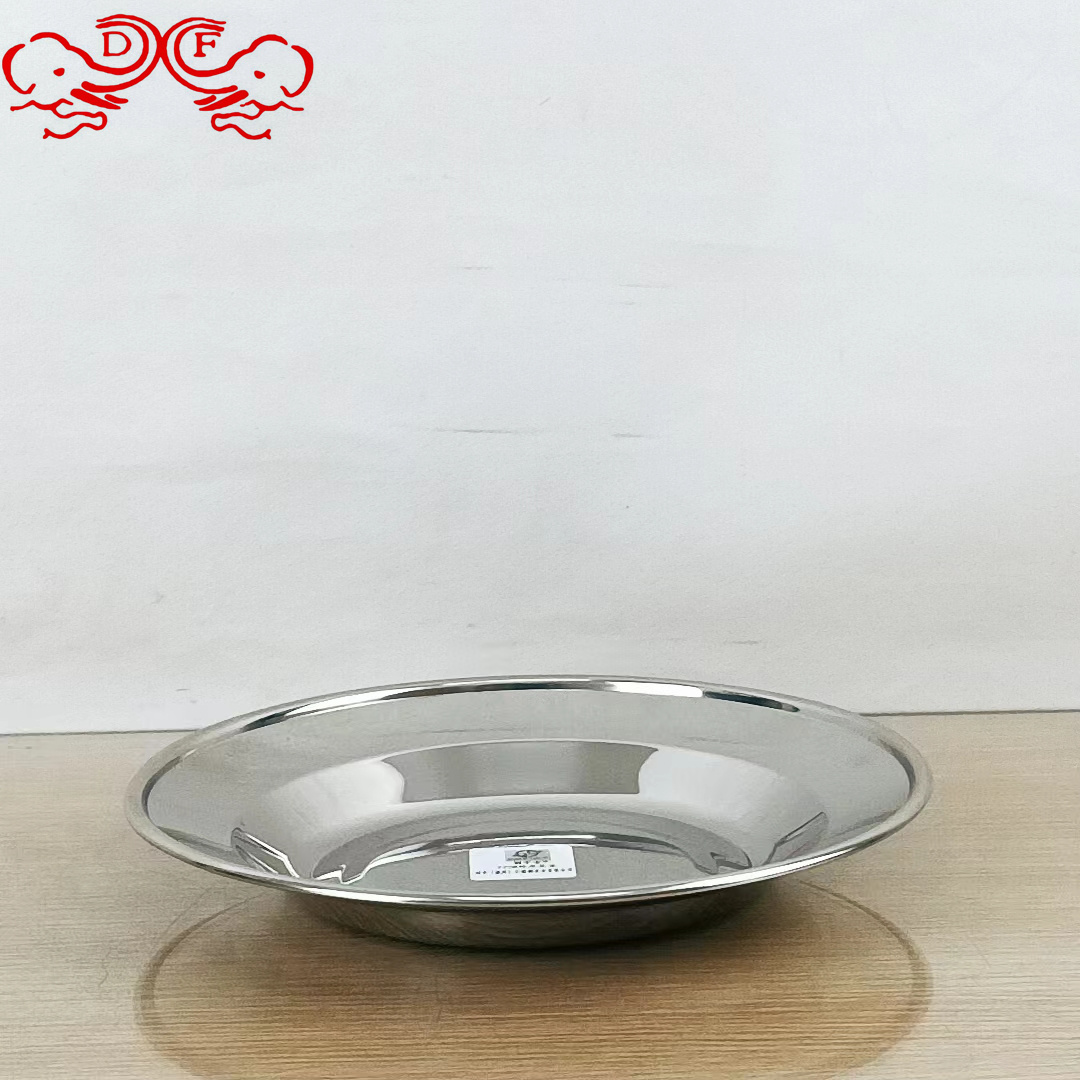 DF68951 stainless steel plates, round plates, flat plates, cafeteria plates, household serving plates, deep plates, barbecue plates, dumpling plates, DF TRADINGHOUSE Application Scenario