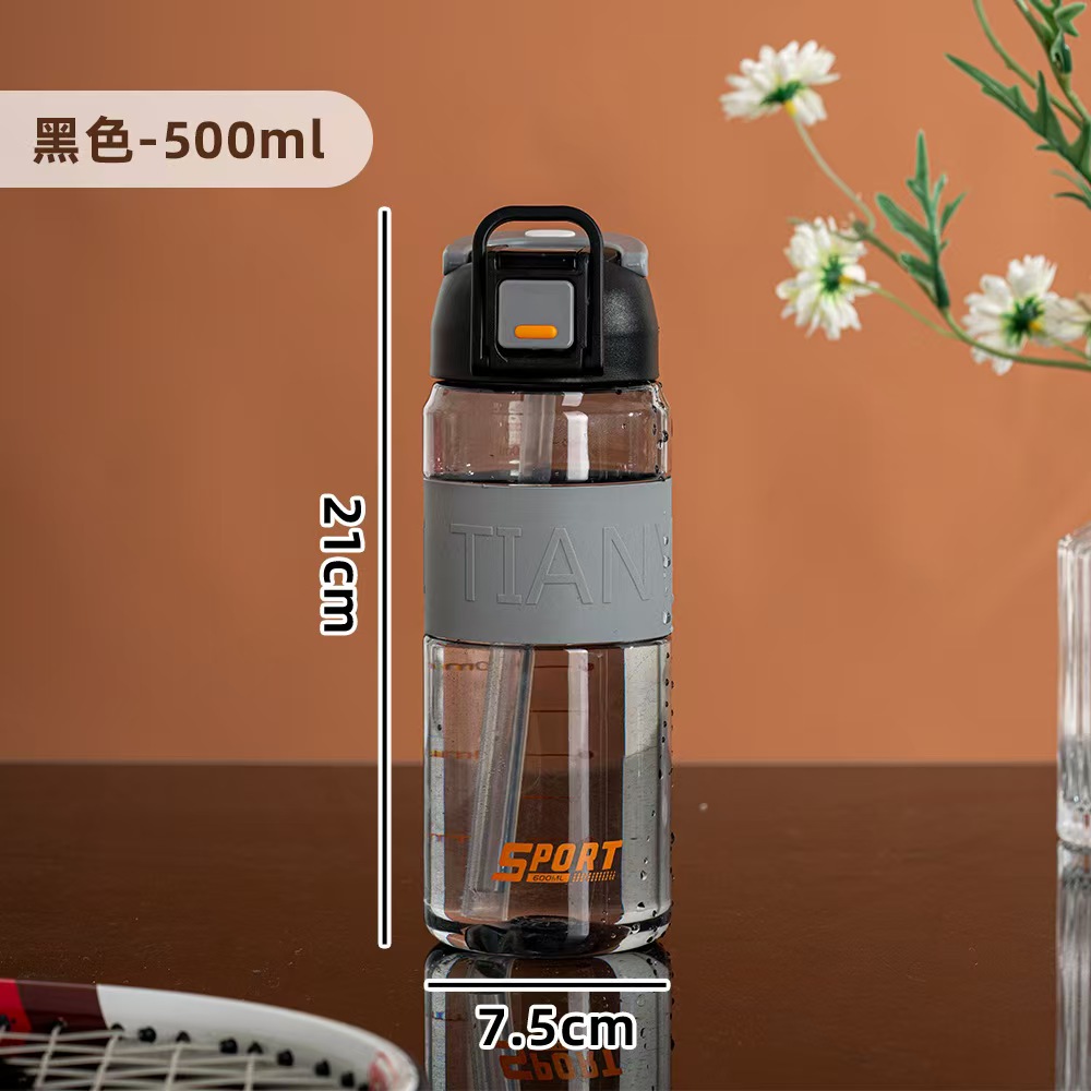 S150-TY-0947 Summer high appearance level straw Double drinking Cup New plastic portable student water bottle sports cup details Picture