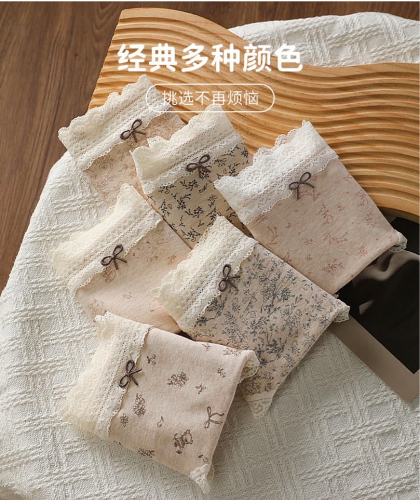 Fresh and pastoral style cotton underwear, high-waisted lace seamless extended cotton crotch underwear, sweet and girlish floral underwear Application Scenario