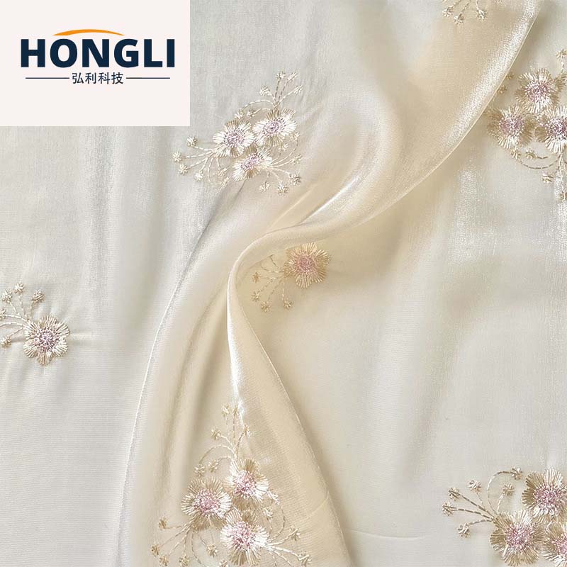 Hongli Technology HLJC-755 computer embroidery Spring and Summer new Girls' Lily segment small flower embroidery fabric, fresh and simple women's dress, Hanfu embroidery fabric, supports cut rice sample, available for stock supply or customization