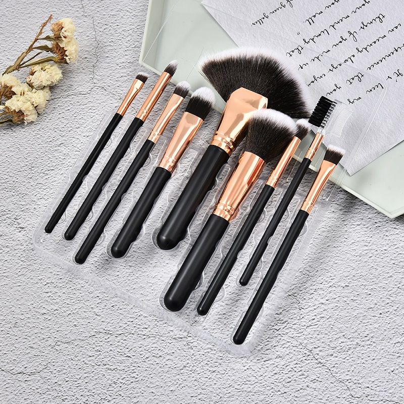 9支套刷化妆刷美妆刷组合化妆工具组合腮红刷扇形刷余粉刷眼影刷眉刷睫毛卷组合.