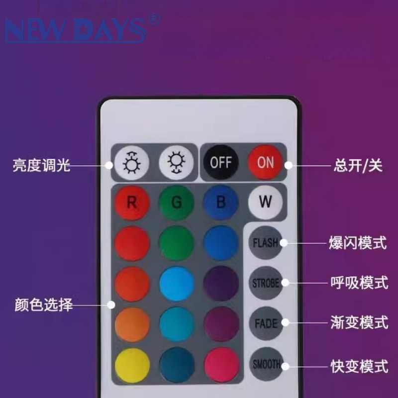 NEWDAYS brand cross-border new plastic-coated aluminum remote control light bulb, graffiti WIFI Bluetooth smart light bulb, RGB stepless dimming and color-adjusting light bulb details Picture