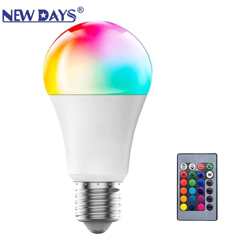 NEWDAYS品牌跨境新款塑包铝遥控灯泡涂鸦WIFI蓝牙智能灯泡RGB无极调光调色灯灯泡