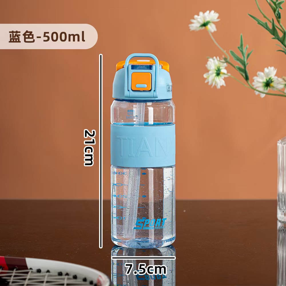 S150-TY-0947 Summer high appearance level straw Double drinking Cup New plastic portable student water bottle sports cup Item Picture