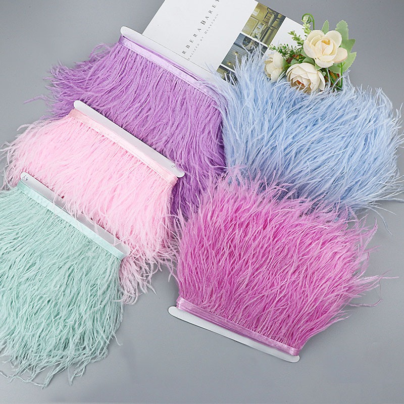 Diy Feather Cloth Strips Decorative Tassels 10-15Cm Ostrich Wool Cloth Edges Stage Dress Dance Dress Skirt Edges Clothing Accessories Lace details Picture