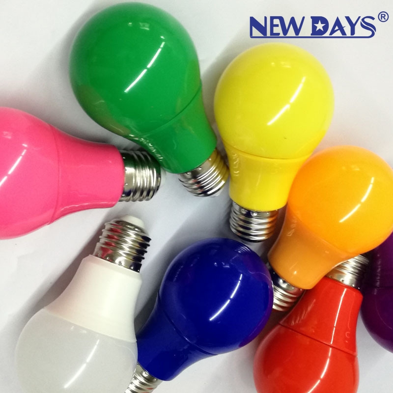 NEWDAYS brand cross-border new seven-color LED small bulbs, night lights, pink, blue, green, purple, orange and yellow indoor and outdoor ambient lights, E27B22 screw socket details Picture