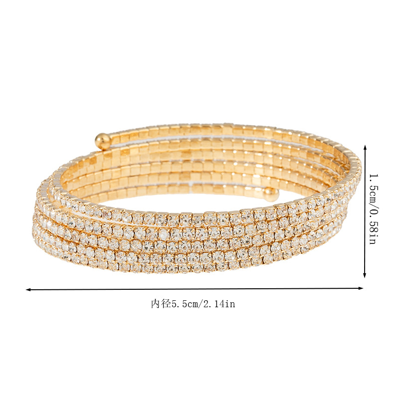 Cross-border European and American fashion, individual and trendy multi-layer wrapped bracelets, elastic water diamond bracelets, versatile accessories for parties and gatherings wholesale Specification image