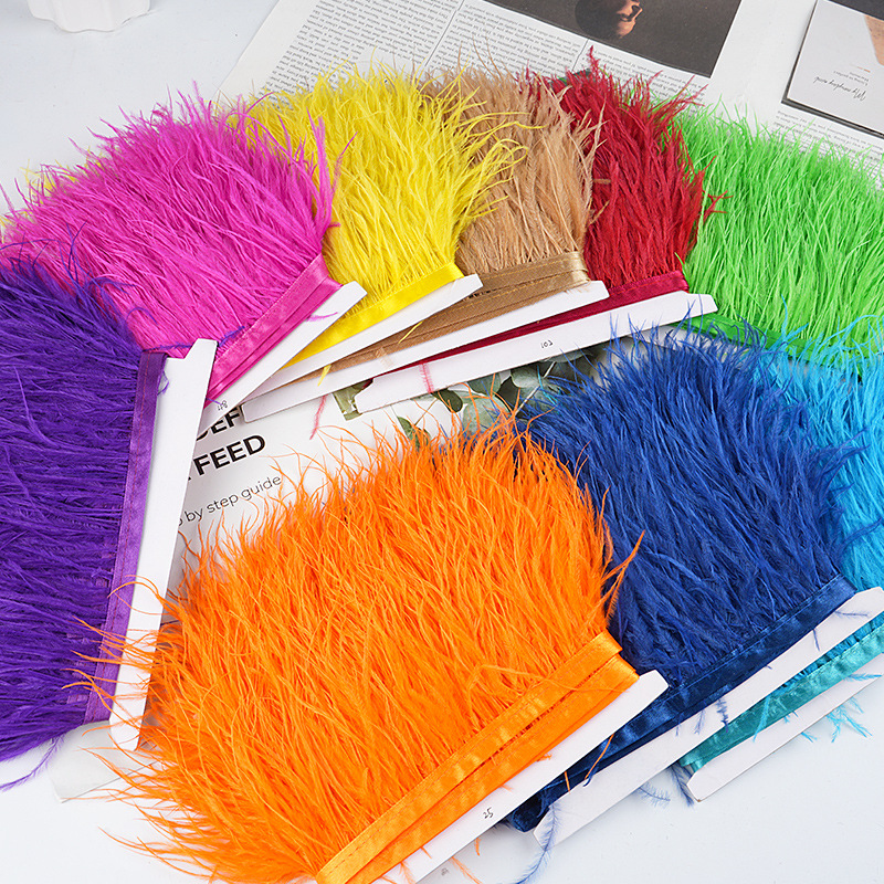 Factory Direct Sales Of Ostrich Wool Fabric Edge 8-10Cm Ostrich Feather Lace/Feather Fabric Strap Clothing Accessories details Picture