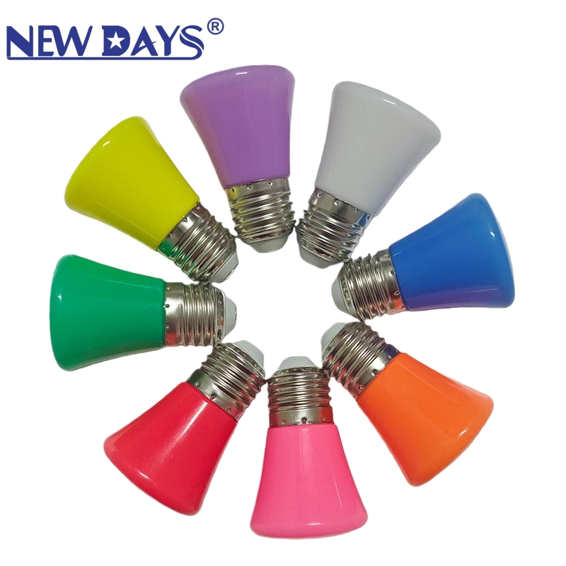 NEWDAYS品牌跨境新款LED PC彩色灯泡E27红光绿蓝暖黄橙粉紫色直播补光装饰创意节能灯泡小夜灯