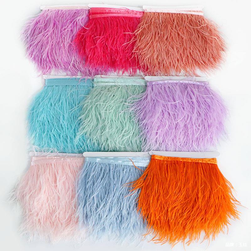 Diy Feather Cloth Strips Decorative Tassels 10-15Cm Ostrich Wool Cloth Edges Stage Dress Dance Dress Skirt Edges Clothing Accessories Lace