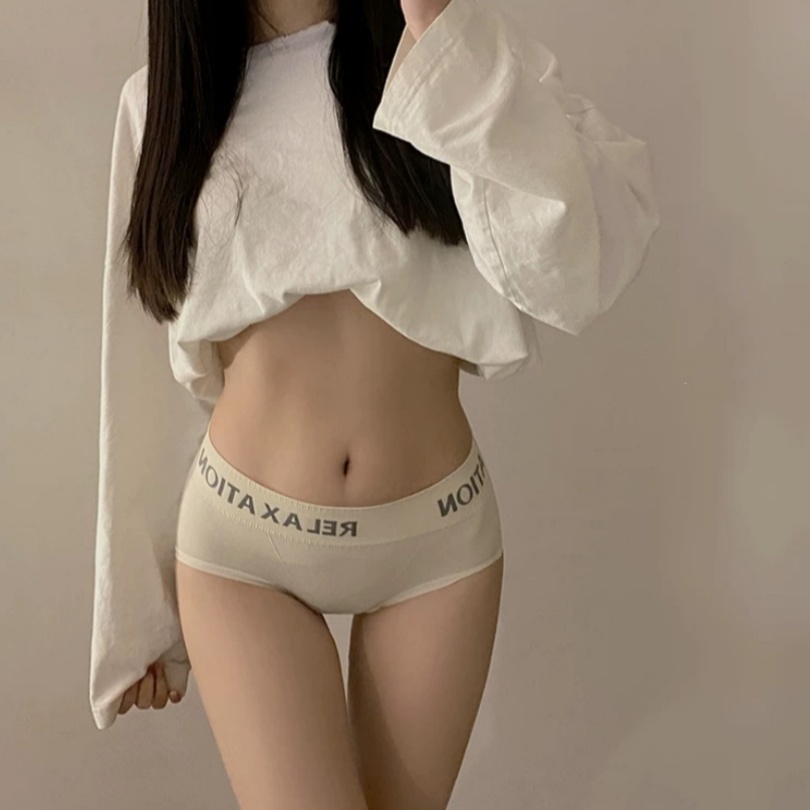 Sporty fitness underwear for women, new letter-waist seamless mid-waist, summer thin, high-elasticity, seamless triangular underwear full figure