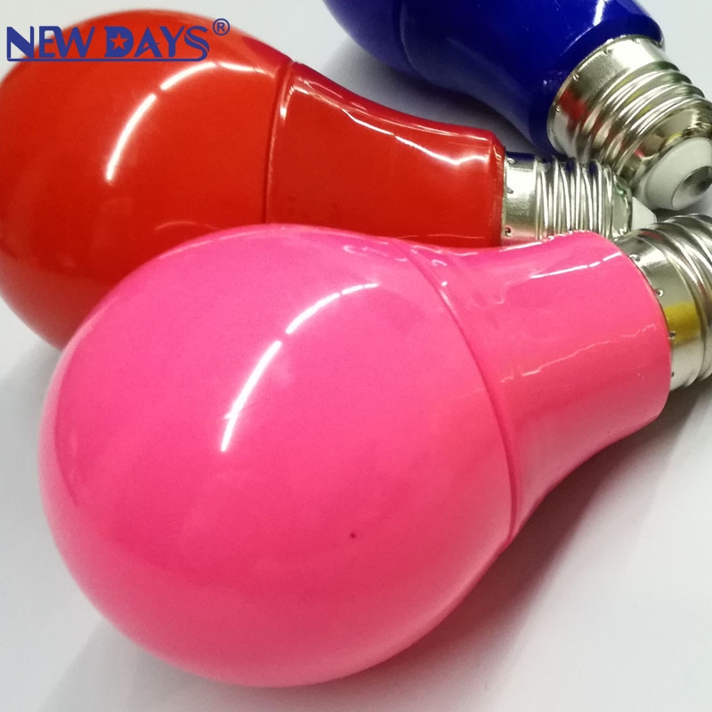 NEWDAYS brand cross-border new seven-color LED small bulbs, night lights, pink, blue, green, purple, orange and yellow indoor and outdoor ambient lights, E27B22 screw socket Specification image