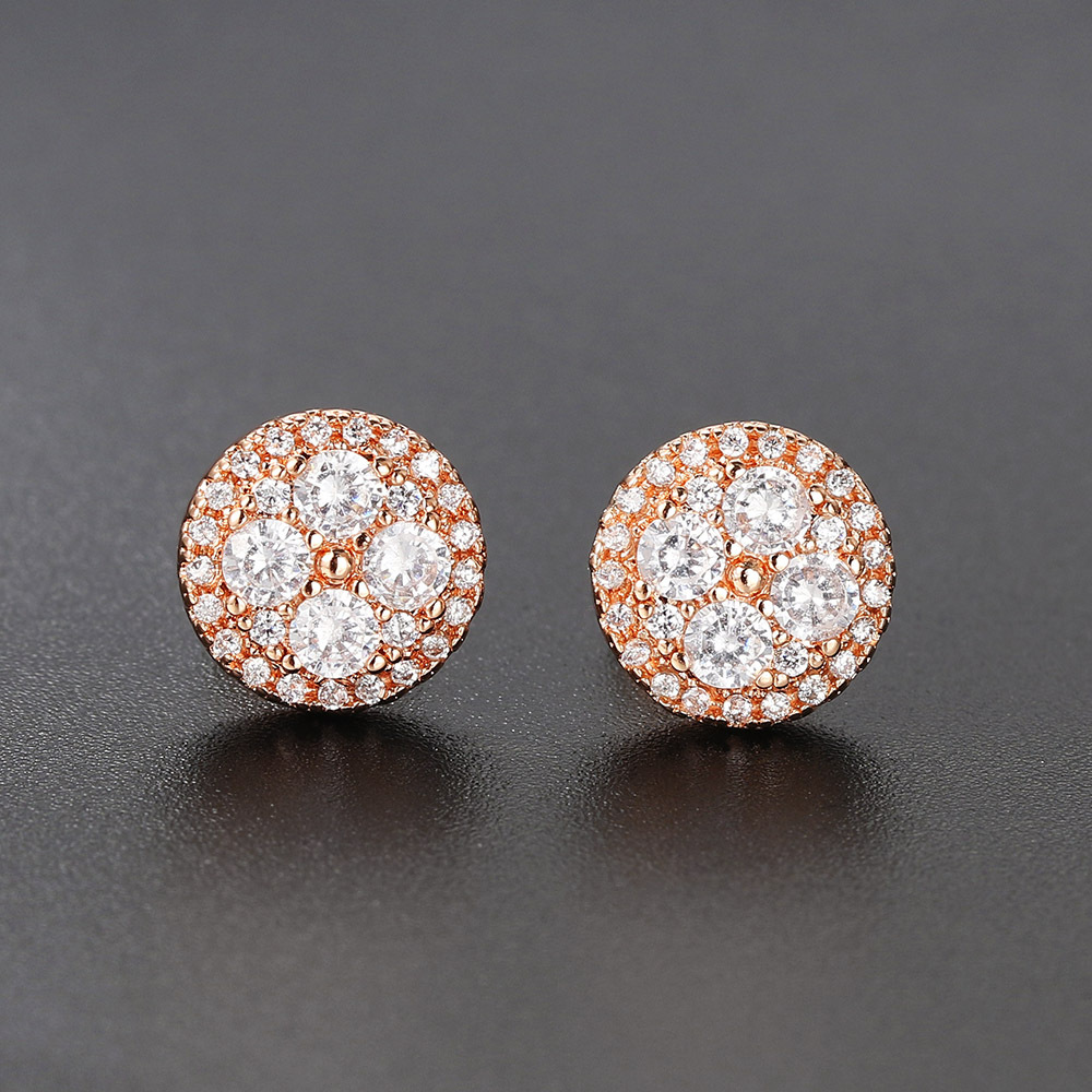 Full zircon micro-inlaid round stud earrings for women, a cross-border best-selling earring from Europe and America, and a bestseller on Amazon