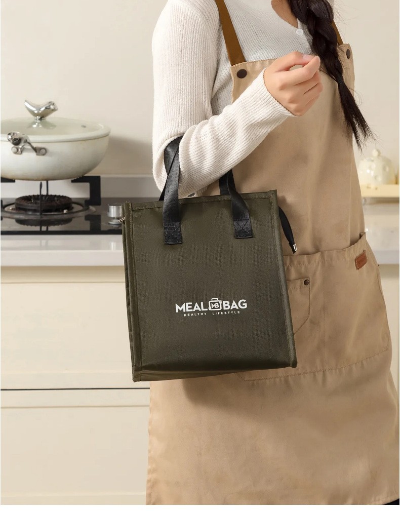 New minimalist meal bags, large-capacity insulated bento bags, thickened aluminum foil lunch bags, hand-held lunch box bags, ice packs detail image 8