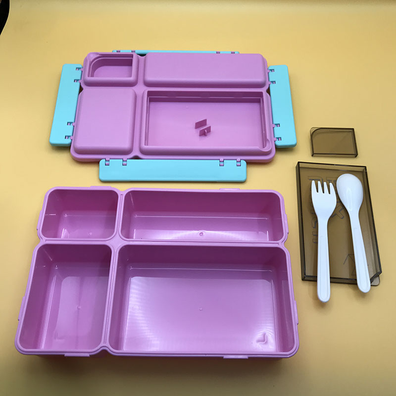 可拆分多格便当盒 自带餐具分区餐盒 学生上班族便携密封保鲜饭盒撞色款详情6